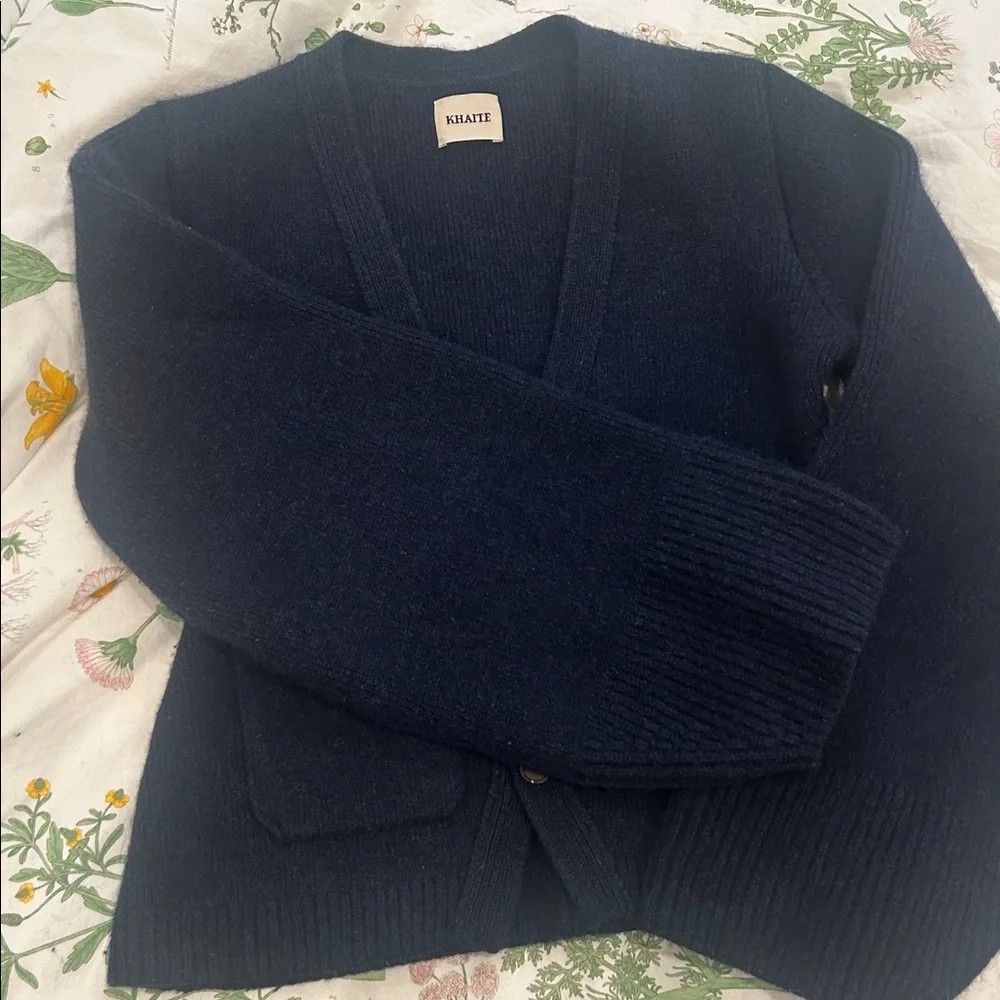 Khaite Scarlet Cardigan in Blue Abyss - Picture 9 of 16